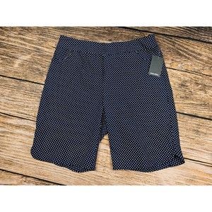 NWT Jessica Riley Womens L Navy Blue White Polka Dot Shorts Stretch 10" Inseam